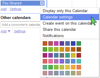 Getting to a Calendar's settings